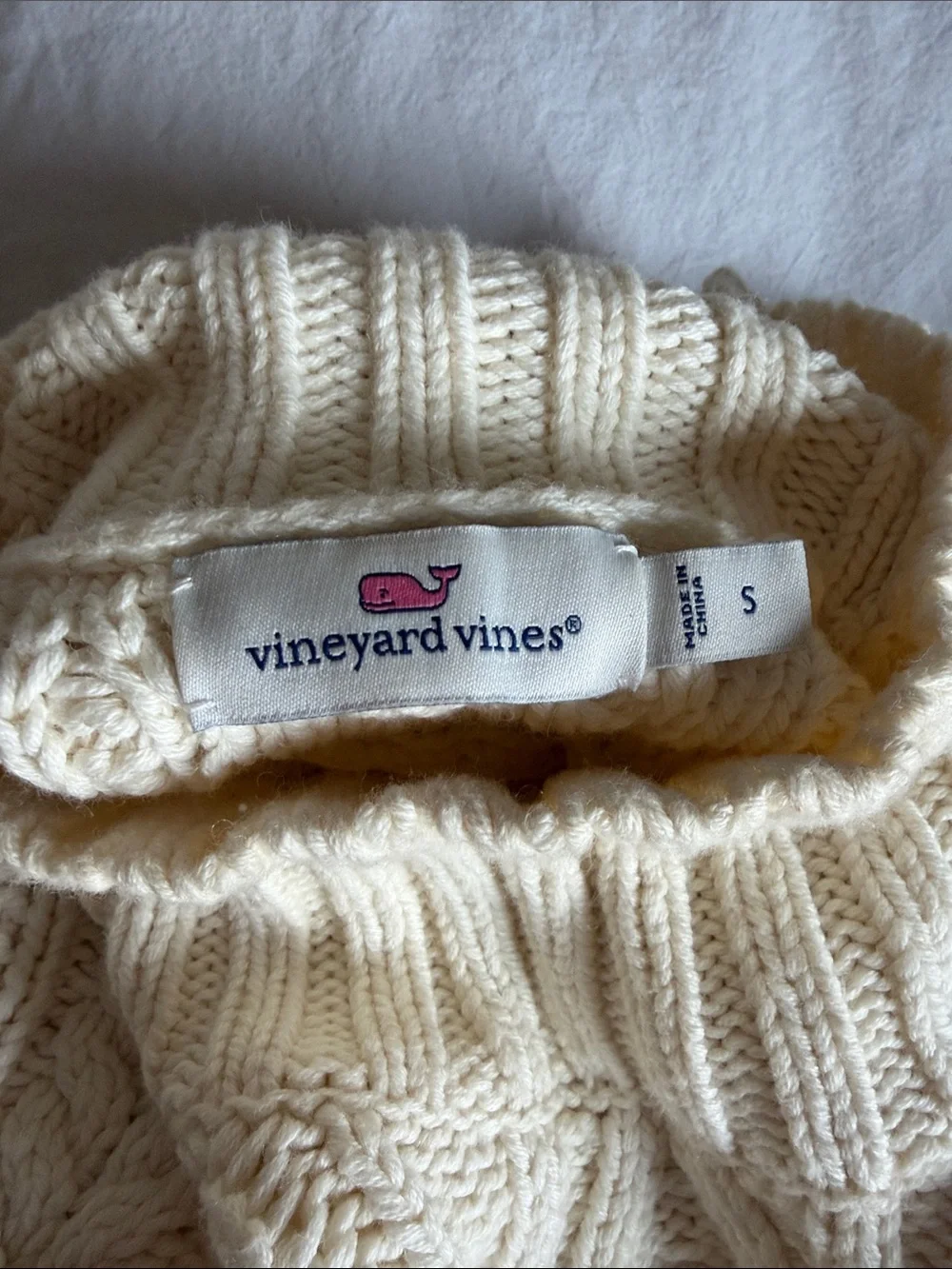 Vineyard Vines Tipped Island Fisherman Mock Neck Sweater Women’s Small - Picture 8 of 9
